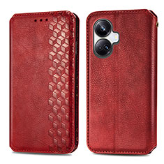 Coque Portefeuille Livre Cuir Etui Clapet S01D pour Realme 10 Pro+ Plus 5G Rouge