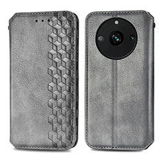 Coque Portefeuille Livre Cuir Etui Clapet S01D pour Realme 11 Pro+ Plus 5G Gris