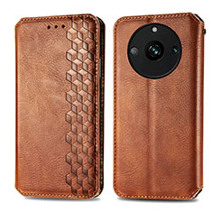 Coque Portefeuille Livre Cuir Etui Clapet S01D pour Realme 11 Pro+ Plus 5G Marron