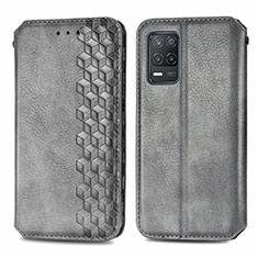 Coque Portefeuille Livre Cuir Etui Clapet S01D pour Realme 9 5G India Gris