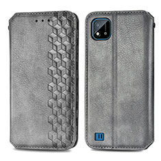 Coque Portefeuille Livre Cuir Etui Clapet S01D pour Realme C11 (2021) Gris