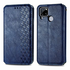 Coque Portefeuille Livre Cuir Etui Clapet S01D pour Realme C12 Bleu