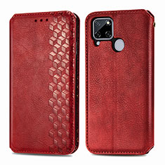 Coque Portefeuille Livre Cuir Etui Clapet S01D pour Realme C12 Rouge