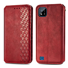 Coque Portefeuille Livre Cuir Etui Clapet S01D pour Realme C20 Rouge