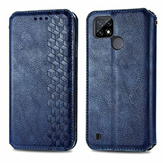 Coque Portefeuille Livre Cuir Etui Clapet S01D pour Realme C21Y Bleu