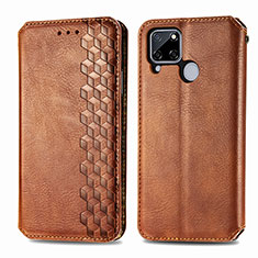 Coque Portefeuille Livre Cuir Etui Clapet S01D pour Realme C25S Marron