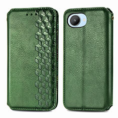 Coque Portefeuille Livre Cuir Etui Clapet S01D pour Realme C30 Vert