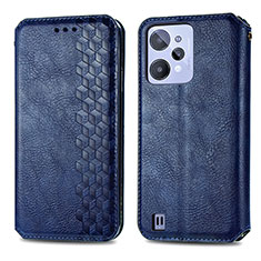 Coque Portefeuille Livre Cuir Etui Clapet S01D pour Realme C31 Bleu