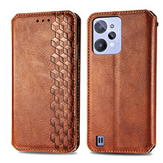 Coque Portefeuille Livre Cuir Etui Clapet S01D pour Realme C31 Marron