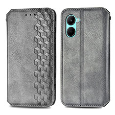 Coque Portefeuille Livre Cuir Etui Clapet S01D pour Realme C33 (2023) Gris