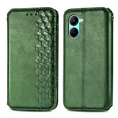 Coque Portefeuille Livre Cuir Etui Clapet S01D pour Realme C33 (2023) Vert