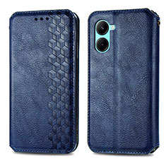 Coque Portefeuille Livre Cuir Etui Clapet S01D pour Realme C33 Bleu