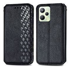 Coque Portefeuille Livre Cuir Etui Clapet S01D pour Realme C35 Noir