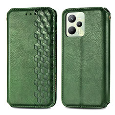 Coque Portefeuille Livre Cuir Etui Clapet S01D pour Realme C35 Vert