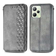 Coque Portefeuille Livre Cuir Etui Clapet S01D pour Realme Narzo 50A Prime Gris