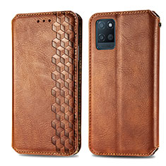 Coque Portefeuille Livre Cuir Etui Clapet S01D pour Realme V11 5G Marron