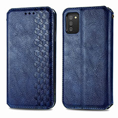 Coque Portefeuille Livre Cuir Etui Clapet S01D pour Samsung Galaxy A02s Bleu