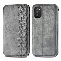 Coque Portefeuille Livre Cuir Etui Clapet S01D pour Samsung Galaxy A02s Gris