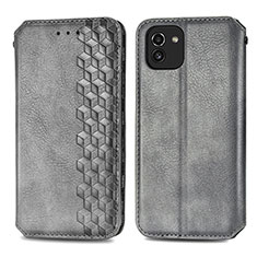 Coque Portefeuille Livre Cuir Etui Clapet S01D pour Samsung Galaxy A03 Gris