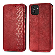 Coque Portefeuille Livre Cuir Etui Clapet S01D pour Samsung Galaxy A03 Rouge