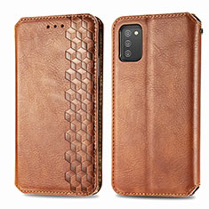 Coque Portefeuille Livre Cuir Etui Clapet S01D pour Samsung Galaxy A03s Marron