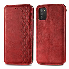 Coque Portefeuille Livre Cuir Etui Clapet S01D pour Samsung Galaxy A03s Rouge