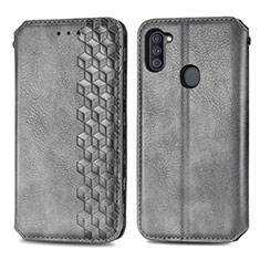 Coque Portefeuille Livre Cuir Etui Clapet S01D pour Samsung Galaxy A11 Gris