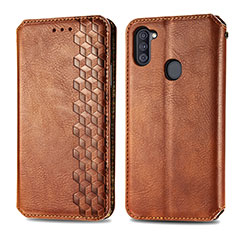 Coque Portefeuille Livre Cuir Etui Clapet S01D pour Samsung Galaxy A11 Marron