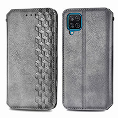 Coque Portefeuille Livre Cuir Etui Clapet S01D pour Samsung Galaxy A12 5G Gris