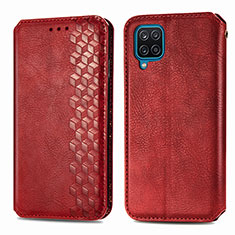 Coque Portefeuille Livre Cuir Etui Clapet S01D pour Samsung Galaxy A12 Rouge