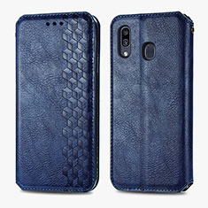 Coque Portefeuille Livre Cuir Etui Clapet S01D pour Samsung Galaxy A20 Bleu