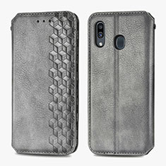 Coque Portefeuille Livre Cuir Etui Clapet S01D pour Samsung Galaxy A20 Gris