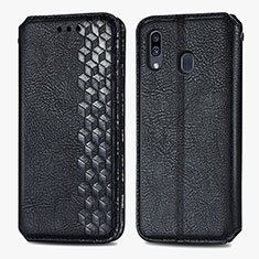 Coque Portefeuille Livre Cuir Etui Clapet S01D pour Samsung Galaxy A20 Noir