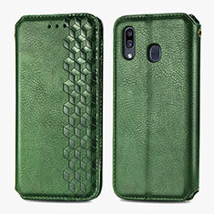 Coque Portefeuille Livre Cuir Etui Clapet S01D pour Samsung Galaxy A20 Vert