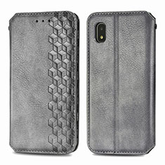 Coque Portefeuille Livre Cuir Etui Clapet S01D pour Samsung Galaxy A21 SC-42A Gris