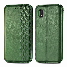 Coque Portefeuille Livre Cuir Etui Clapet S01D pour Samsung Galaxy A21 SC-42A Vert