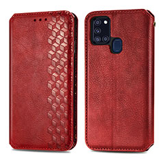 Coque Portefeuille Livre Cuir Etui Clapet S01D pour Samsung Galaxy A21s Rouge