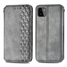 Coque Portefeuille Livre Cuir Etui Clapet S01D pour Samsung Galaxy A22s 5G Gris