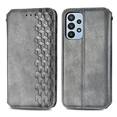 Coque Portefeuille Livre Cuir Etui Clapet S01D pour Samsung Galaxy A23 5G Gris