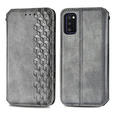 Coque Portefeuille Livre Cuir Etui Clapet S01D pour Samsung Galaxy A41 Gris