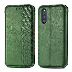 Coque Portefeuille Livre Cuir Etui Clapet S01D pour Samsung Galaxy A41 SC-41A Vert