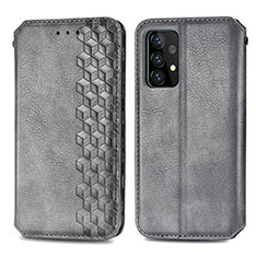 Coque Portefeuille Livre Cuir Etui Clapet S01D pour Samsung Galaxy A52 4G Gris