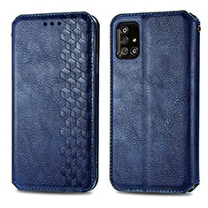 Coque Portefeuille Livre Cuir Etui Clapet S01D pour Samsung Galaxy A71 5G Bleu