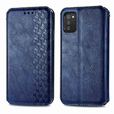 Coque Portefeuille Livre Cuir Etui Clapet S01D pour Samsung Galaxy F02S SM-E025F Bleu