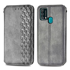 Coque Portefeuille Livre Cuir Etui Clapet S01D pour Samsung Galaxy F41 Gris