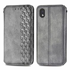 Coque Portefeuille Livre Cuir Etui Clapet S01D pour Samsung Galaxy M01 Core Gris