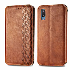 Coque Portefeuille Livre Cuir Etui Clapet S01D pour Samsung Galaxy M02 Marron