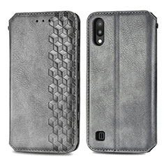 Coque Portefeuille Livre Cuir Etui Clapet S01D pour Samsung Galaxy M10 Gris