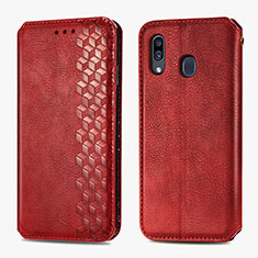 Coque Portefeuille Livre Cuir Etui Clapet S01D pour Samsung Galaxy M10S Rouge