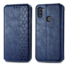 Coque Portefeuille Livre Cuir Etui Clapet S01D pour Samsung Galaxy M11 Bleu